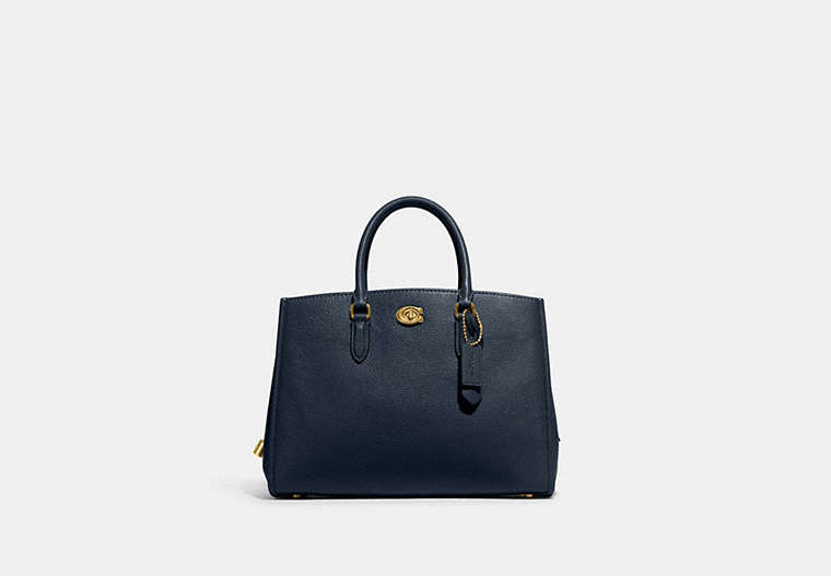 COACH®,BROOKE CARRYALL,Polished Pebble Leather,Large,Brass/Midnight Navy,Front View