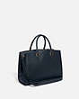 COACH®,BROOKE CARRYALL,Polished Pebble Leather,Large,Brass/Midnight Navy,Angle View