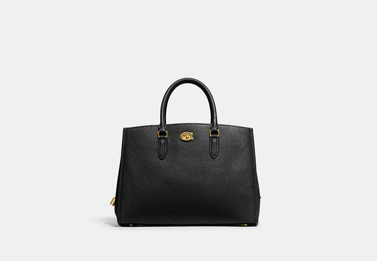 COACH®,BROOKE CARRYALL,Polished Pebble Leather,Large,Brass/Black,Front View