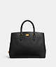 COACH®,BROOKE CARRYALL,Polished Pebble Leather,Large,Brass/Black,Front View