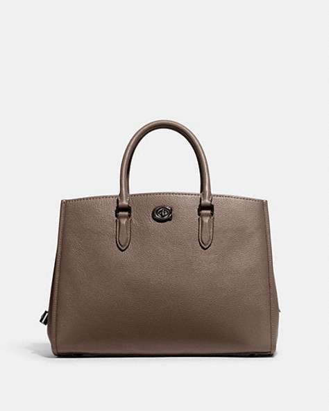 COACH®,BROOKE CARRYALL,Polished Pebble Leather,Large,Pewter/Dark Stone,Front View