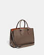 COACH®,BROOKE CARRYALL,Polished Pebble Leather,Large,Pewter/Dark Stone,Angle View