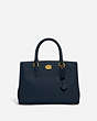 COACH®,BROOKE CARRYALL 28,Polished Pebble Leather,Medium,Brass/Midnight Navy,Front View