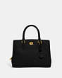 COACH®,BROOKE CARRYALL 28,Polished Pebble Leather,Medium,Brass/Black,Front View