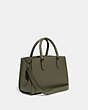 COACH®,BROOKE CARRYALL 28,Polished Pebble Leather,Medium,Pewter/Army Green,Angle View