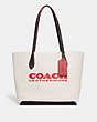 COACH®,KIA TOTE IN COLORBLOCK,Pebble Leather,X-Large,Brass/Chalk Multi,Front View