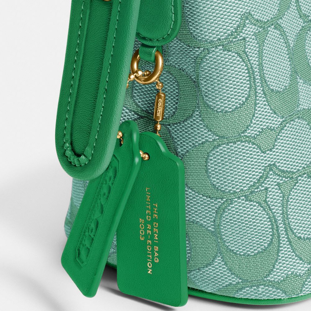 Coach Signature Logo Jacquard Demi Shoulder Bag - Green