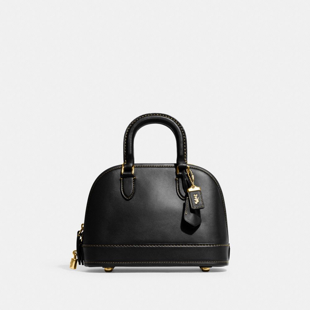 COACH®,REVEL BAG 24,Glovetan Leather,Medium,Brass/Black,Front View