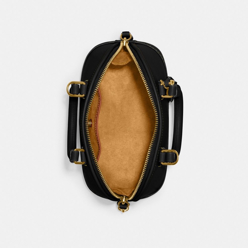 COACH®,REVEL BAG 24,Glovetan Leather,Medium,Brass/Black,Inside View,Top View