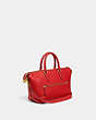 COACH®,CARA SATCHEL,Pebble Leather,Medium,Brass/Sport Red,Angle View