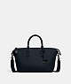 COACH®,CARA SATCHEL,Pebble Leather,Medium,Pewter/Midnight Navy,Front View