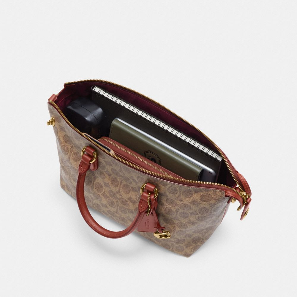 COACH®,Cara Satchel Bag In Signature Canvas,,Inside View, Top View
