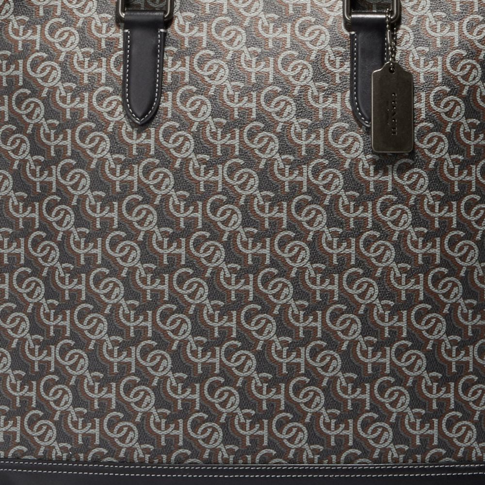COACH®,CABAS STRUCTURÉ GRAHAM À IMPRIMÉ MONOGRAMME SIGNATURE,Bronze industriel/Vert Amazon,Detail View