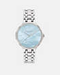 COACH®,JOSIE WATCH, 34MM,Stainless Steel,Stainless Steel/ Blue,Front View