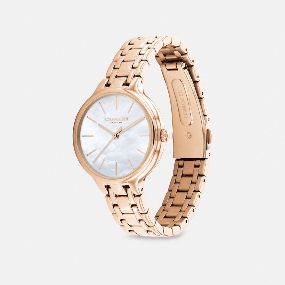 COACH®,JOSIE WATCH, 34MM,Carnation Gold,Angle View