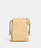 COACH®,DRAWSTRING POUCH IN SHEARLING,Shearling,Mini,Brass/Natural,Front View