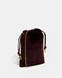 COACH®,DRAWSTRING POUCH IN SHEARLING,Shearling,Mini,Brass/Sangria,Angle View