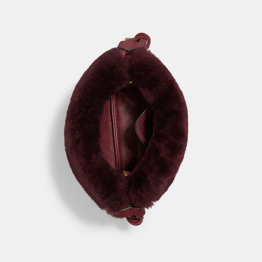 COACH®,Drawstring Pouch In Shearling,,Inside View,Top View