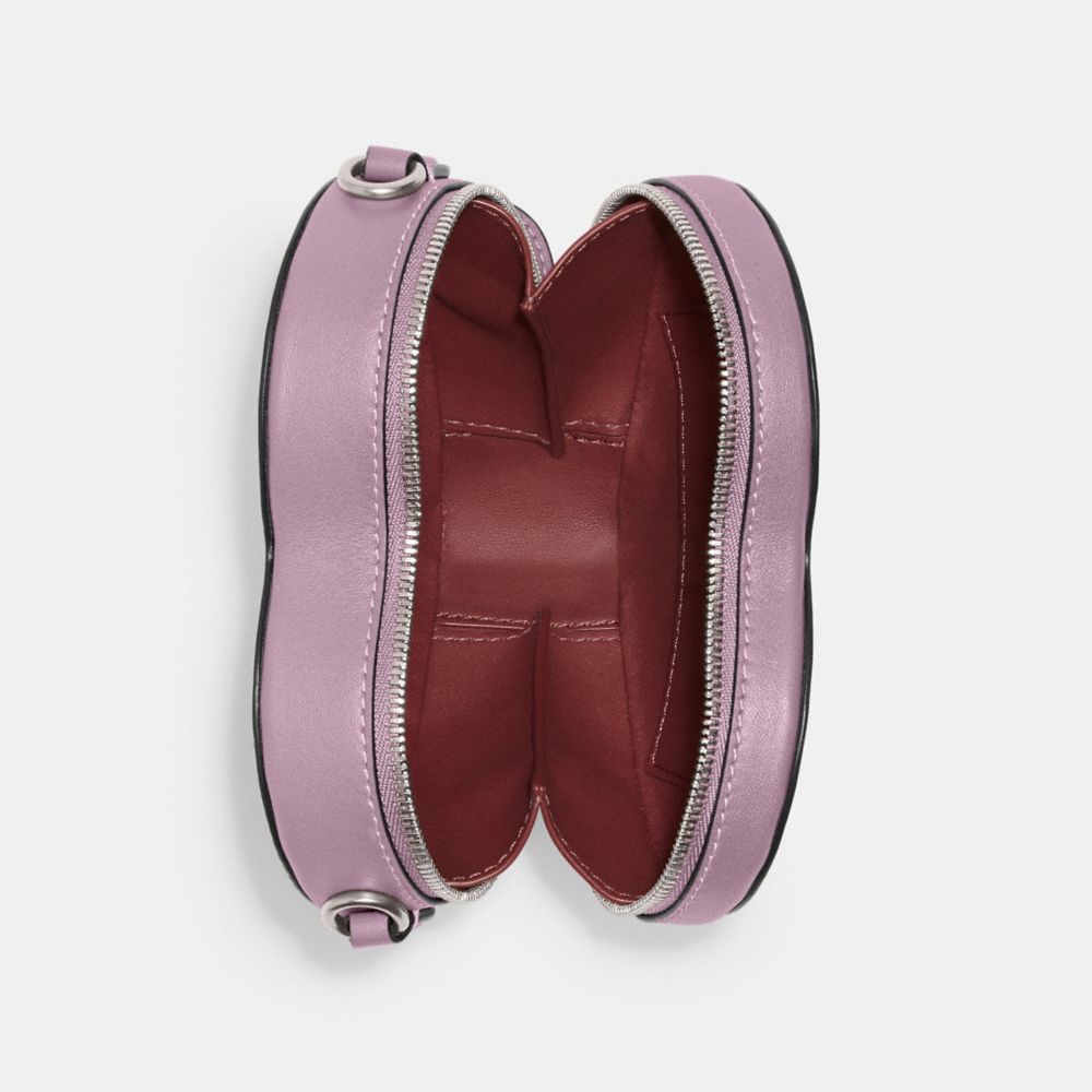 COACH®,Heart Crossbody Bag 14,Leather,Crossbody,3D Embellishment,Metal,Logo,Compact,Lined,Gold Metal,Gold Plated,Day Party,,Inside View,Top View