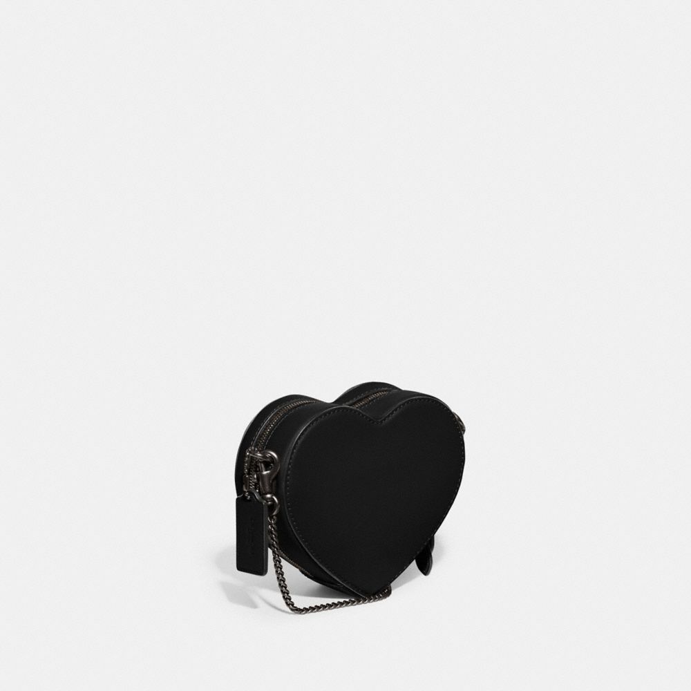 COACH®,HEART CROSSBODY BAG 14,Glovetan Leather,Mini,Pewter/Black,Angle View