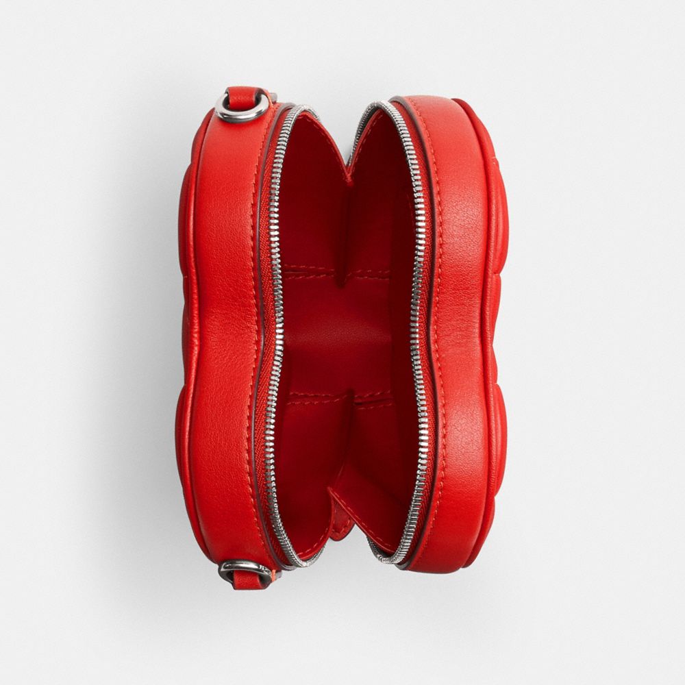 Quilted Heart Crossbody Bag - Red