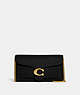 COACH®,TABBY CHAIN CLUTCH,Polished Pebble Leather,Brass/Black,Front View