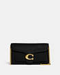 COACH®,TABBY CHAIN CLUTCH,Polished Pebble Leather,Mini,Brass/Black,Front View