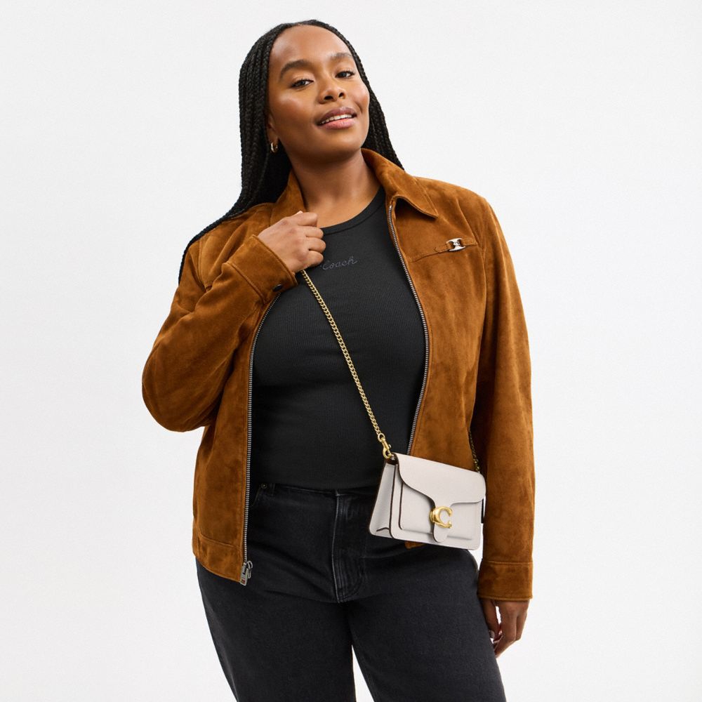 COACH®,Tabby Chain Clutch,Leather,Clutch,Logo,Metal,Gusset,Gold Metal,Day Party,White