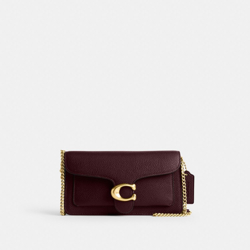 COACH®,Tabby Chain Clutch,Leather,Clutch,Logo,Metal,Gusset,Gold Metal,Day Party,,Front View