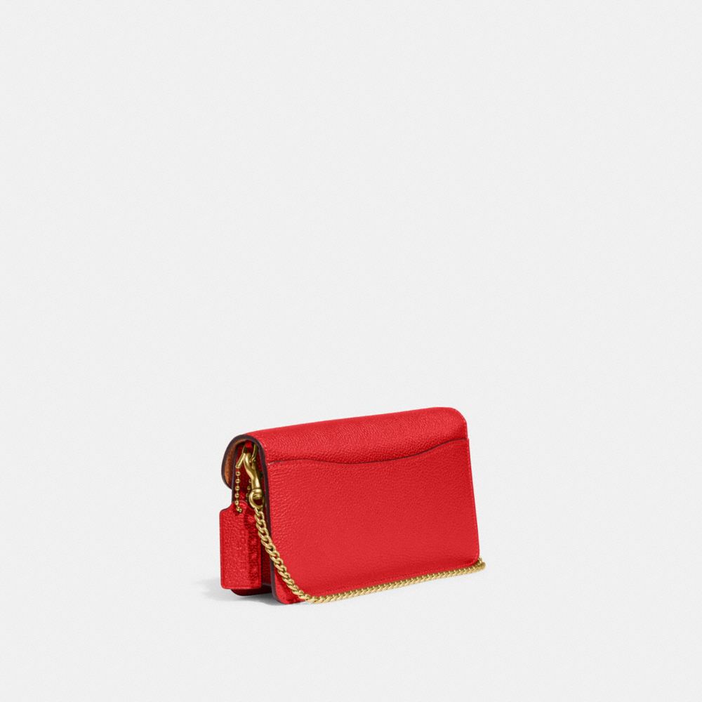 COACH®,Tabby Chain Clutch,Leather,Clutch,Crossbody,Logo,Gusset,Gold Metal,Casual,Red,Angle View