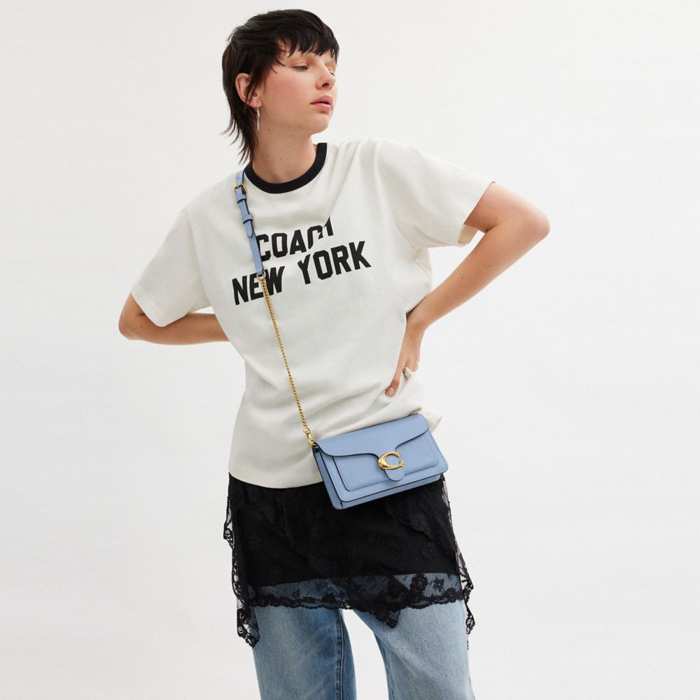 COACH®,Tabby Chain Clutch,Leather,Crossbody,Clutch,Logo,Gusset,Gold Metal,Casual,