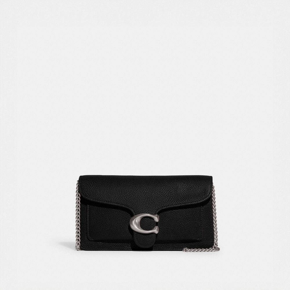 Coach Tabby Chain Clutch In Silver/black