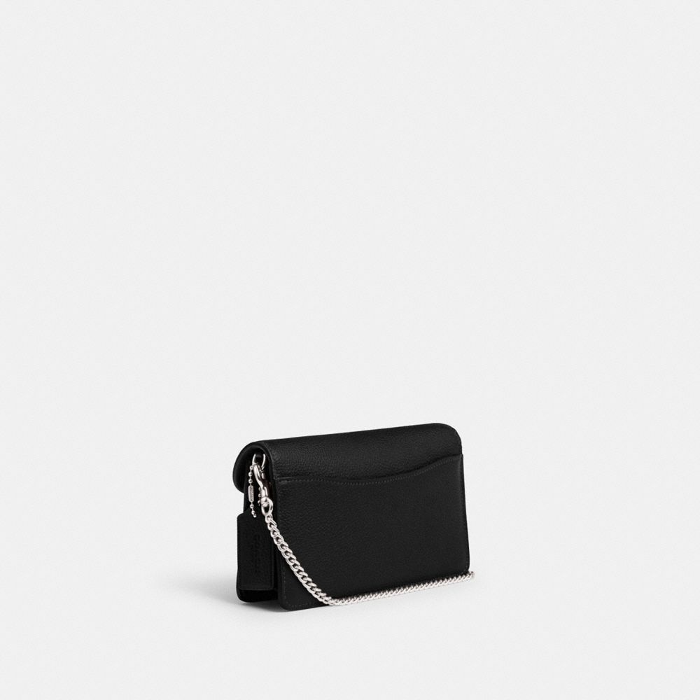 COACH®,Tabby Chain Clutch,Leather,Crossbody,Clutch,Logo,Gusset,Gold Metal,Casual,Black,Angle View