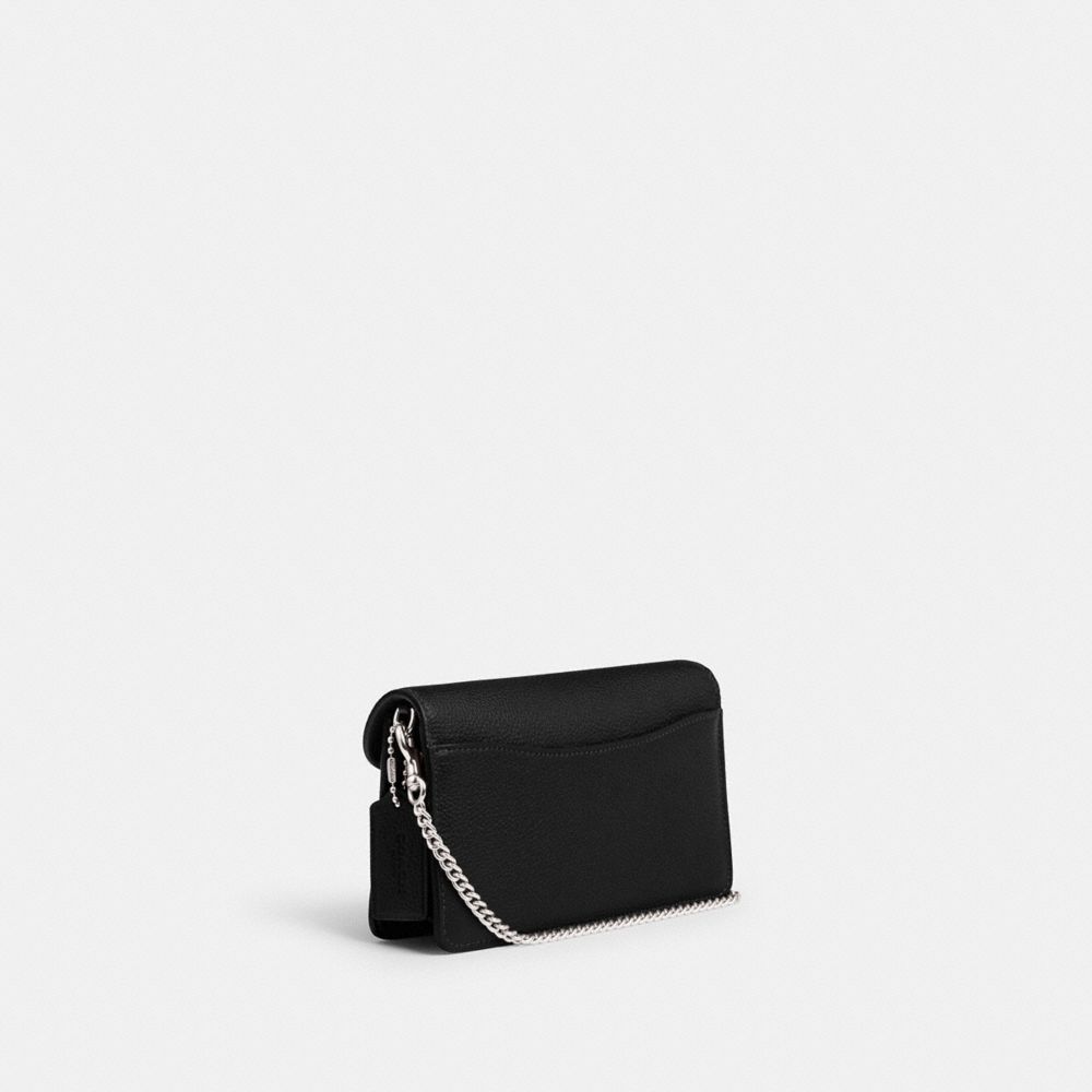 COACH®,TABBY CHAIN CLUTCH,Polished Pebble Leather,Mini,Silver/Black,Angle View