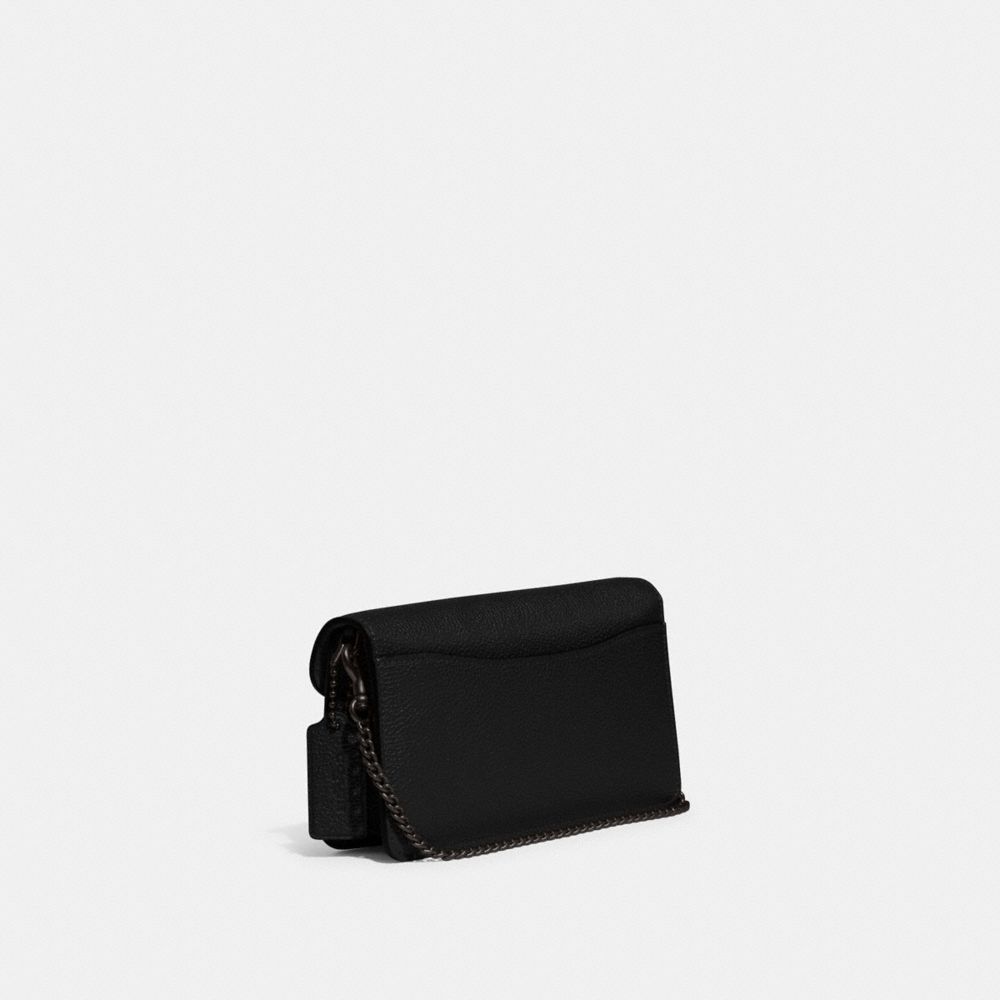 COACH®,TABBY CHAIN CLUTCH,Polished Pebble Leather,Mini,Pewter/Black,Angle View