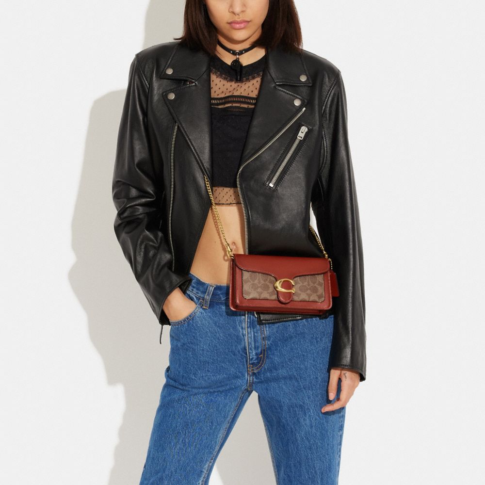 COACH®,Tabby Chain Clutch In Signature Canvas,Clutch,Metal,Casual,Multi Color,Detail View