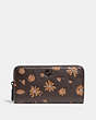 COACH®,ACCORDION ZIP WALLET WITH FLORAL PRINT,Polished Pebble Leather,Mini,Pewter/Multi,Front View
