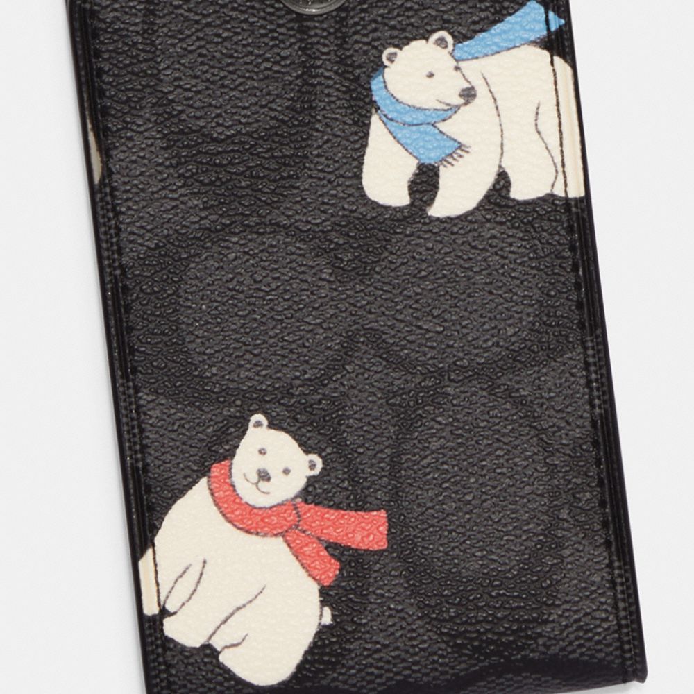 Luggage Tag In Signature Canvas With Polar Bear Print