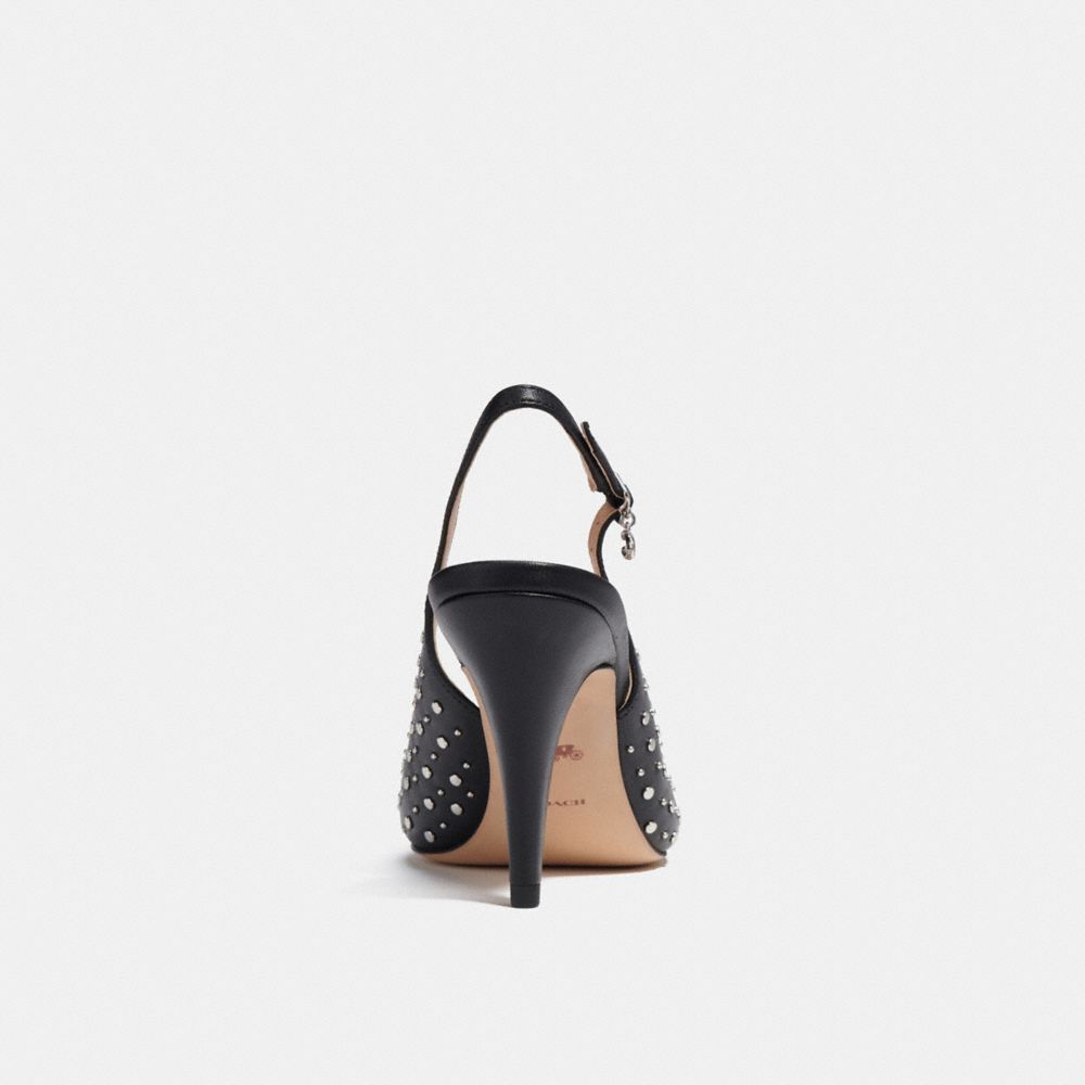 COACH®,Sophi Slingback Pump,Lining Leather,Leather,Pumps,Embossed,Studded,Cocktail,Black,Alternate View
