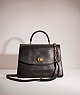 COACH®,RESTORED PARKER TOP HANDLE 32,Leather,Medium,Brass/Black,Front View
