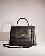 COACH®,RESTORED PARKER TOP HANDLE 32,Leather,Medium,Brass/Black,Front View