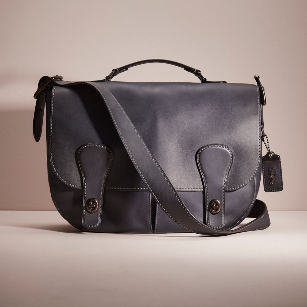 COACH®,RESTORED MUSETTE BAG,Glovetanned Leather,Midnight Navy/Black Copper,Front View