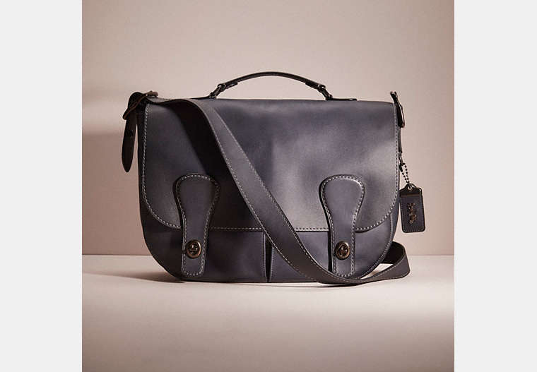 COACH®,RESTORED MUSETTE BAG,Glovetanned Leather,Midnight Navy/Black Copper,Front View