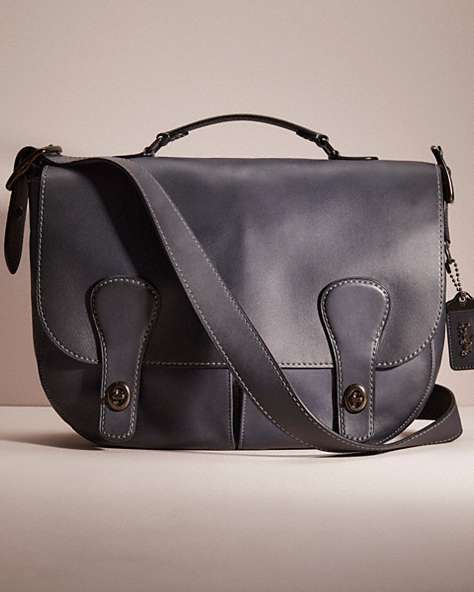 COACH®,RESTORED MUSETTE BAG,Glovetanned Leather,Midnight Navy/Black Copper,Front View