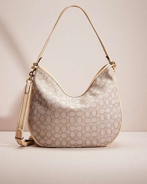 COACH®,RESTORED SOFT TABBY HOBO IN SIGNATURE JACQUARD,Signature Jacquard,Large,Brass/Stone Ivory,Front View
