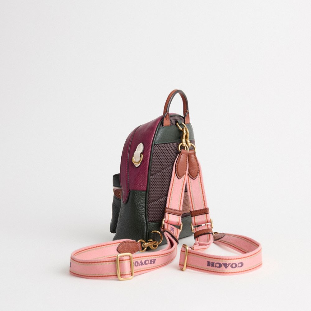 COACH®,Restored Charter Backpack 18 In Colorblock,Leather,Backpack,Color Block,Logo,Lightweight Spacer Fabric,Day Party,Black,Angle View