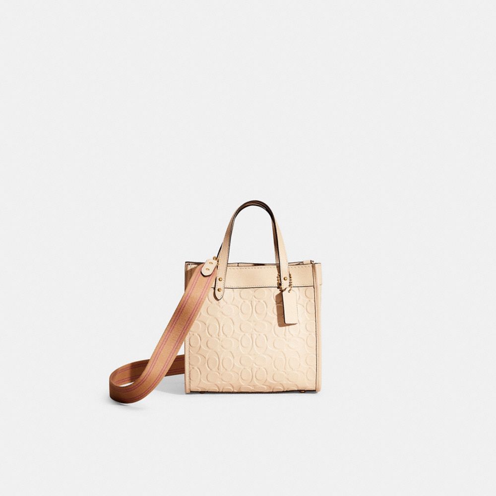 COACH®,Restored Field Tote 22 In Signature Leather,Beige,Front View