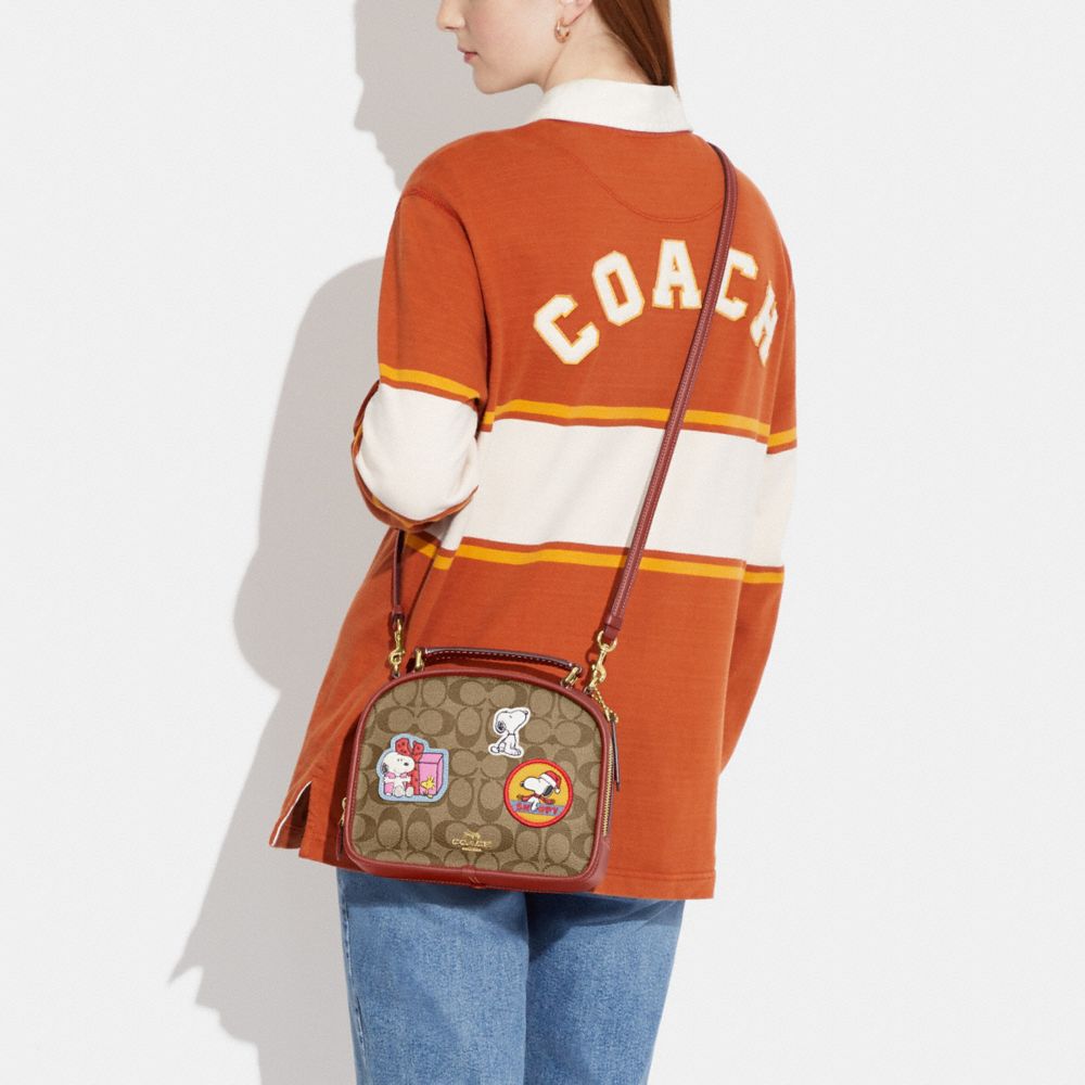 COACH®,Coach X Peanuts Lunch Pail In Signature Canvas With Patches,,Detail View