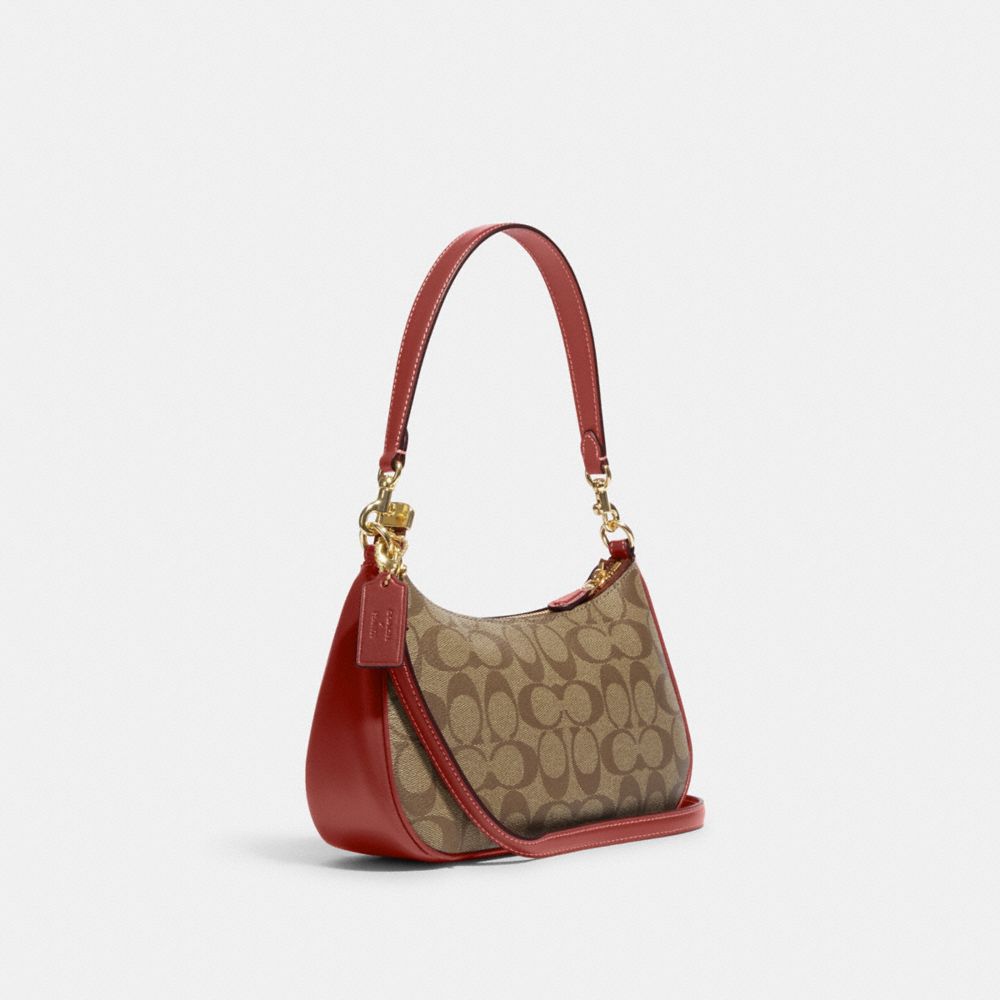 Coach Outlet Kristy Shoulder Bag In Signature Canvas in Brown/Red 