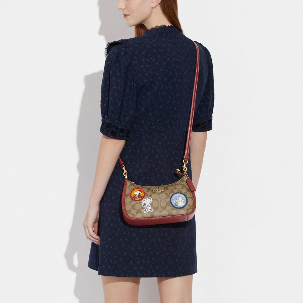 COACH®,Coach X Peanuts Teri Shoulder Bag In Signature Canvas With Patches,,Detail View